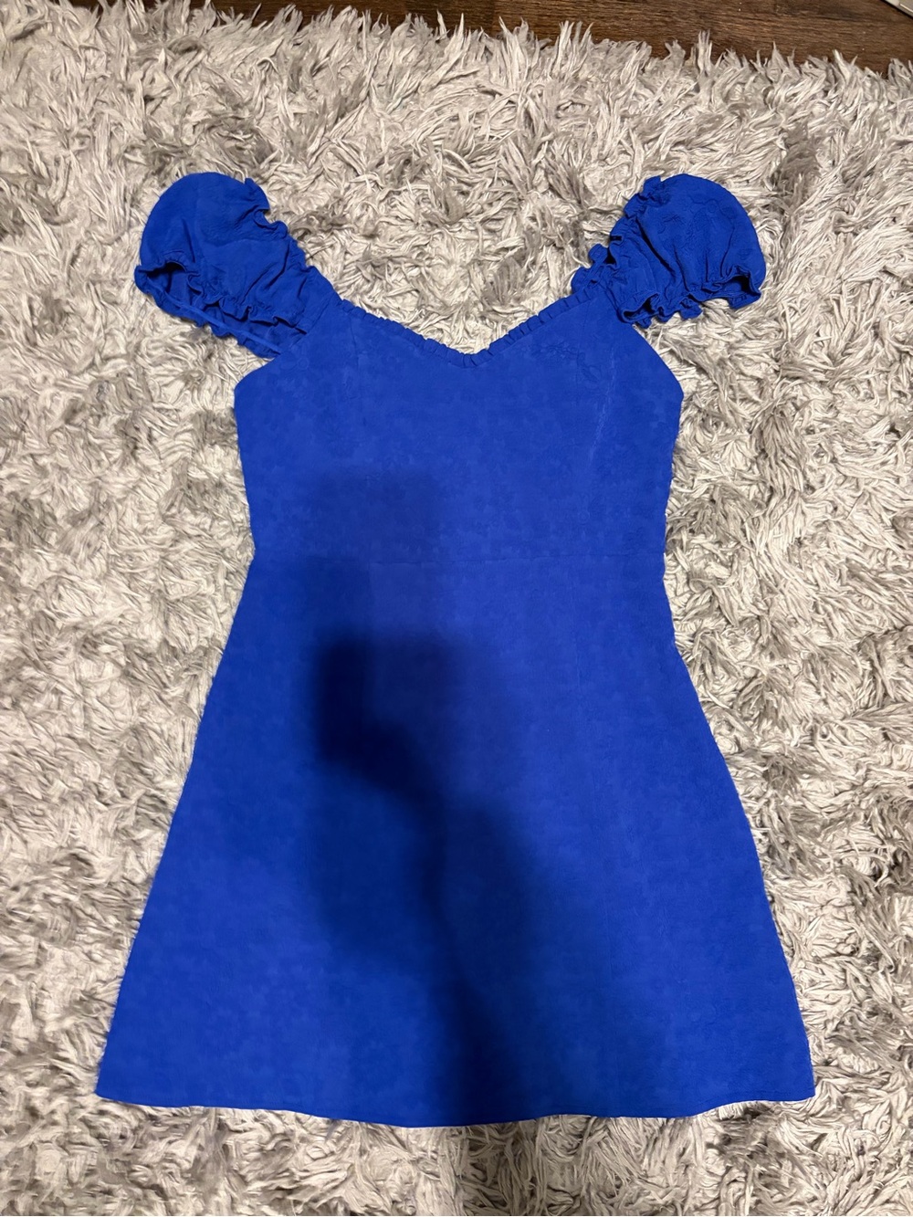 Betsey Johnson Royal Blue Puff Sleeve A-Line Dress